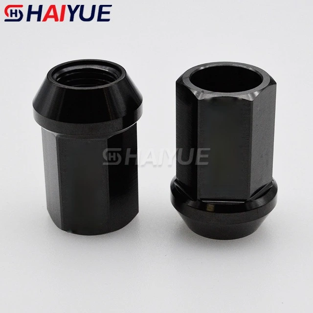 Conical hexagonal open automobile wheel nut