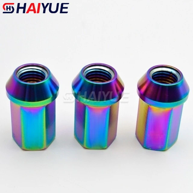 Conical hexagonal open automobile wheel nut