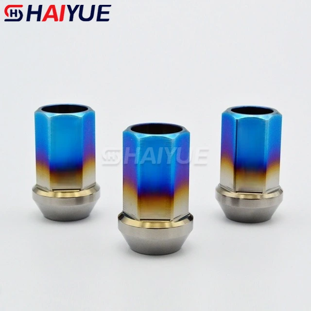 Conical hexagonal open automobile wheel nut