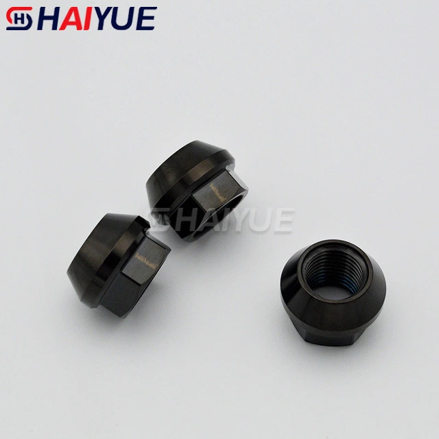 Conical hexagonal open automobile wheel nut
