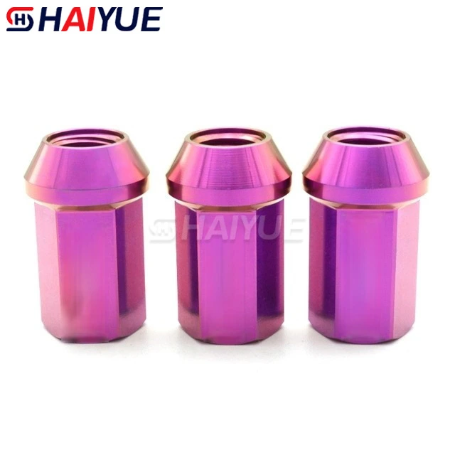 Conical hexagonal open automobile wheel nut