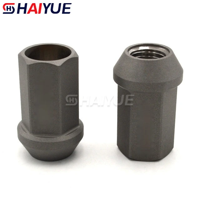 Conical hexagonal open automobile wheel nut