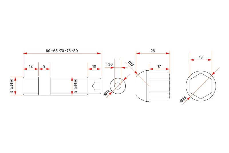 Ti Wheel Studs drawing