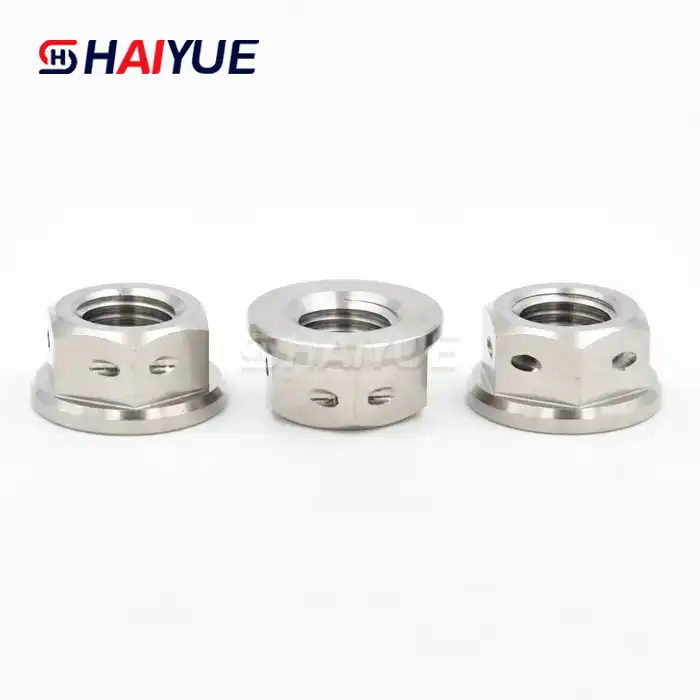 Titanium Drilled Hex Flange Nut